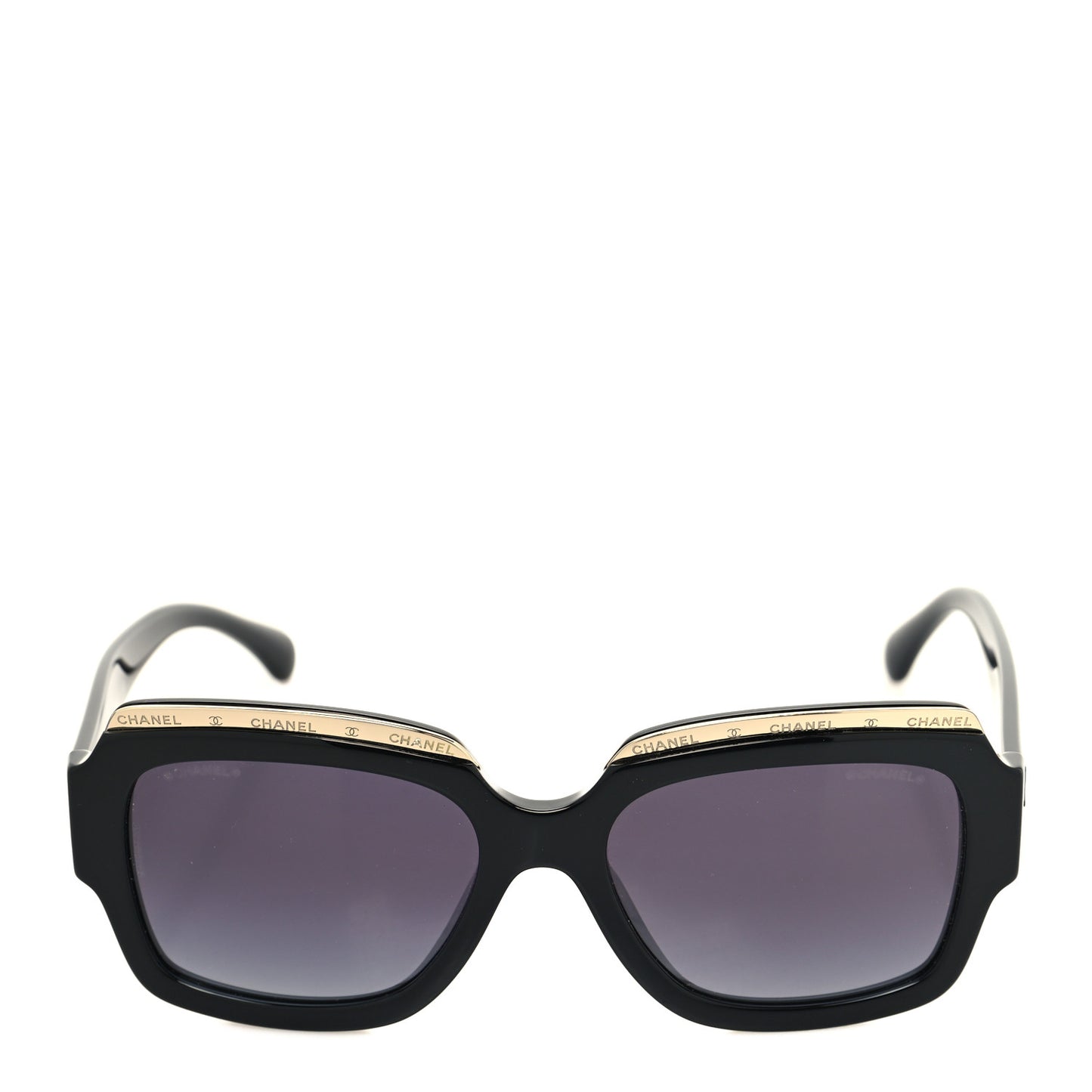 Acetate Rectangle Logo Sunglasses 71506A Black Gold