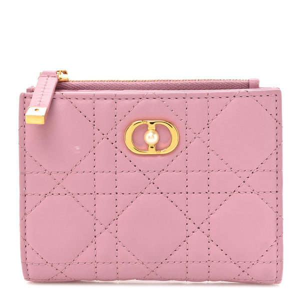 Christian Dior Lambskin Cannage Jolie Dahlia Wallet Cherry Blossom