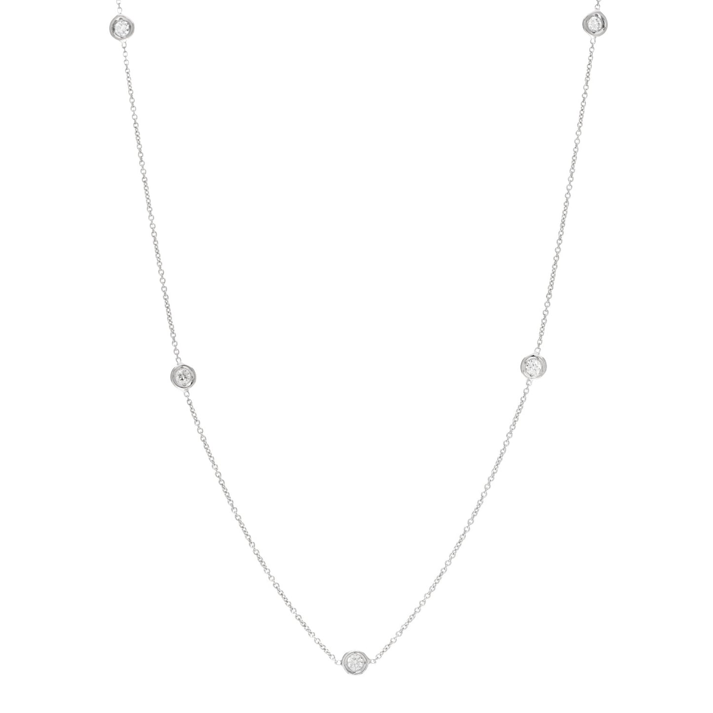 18K White Gold Diamond .25ctw Diamonds By The Inch Five Station Necklace