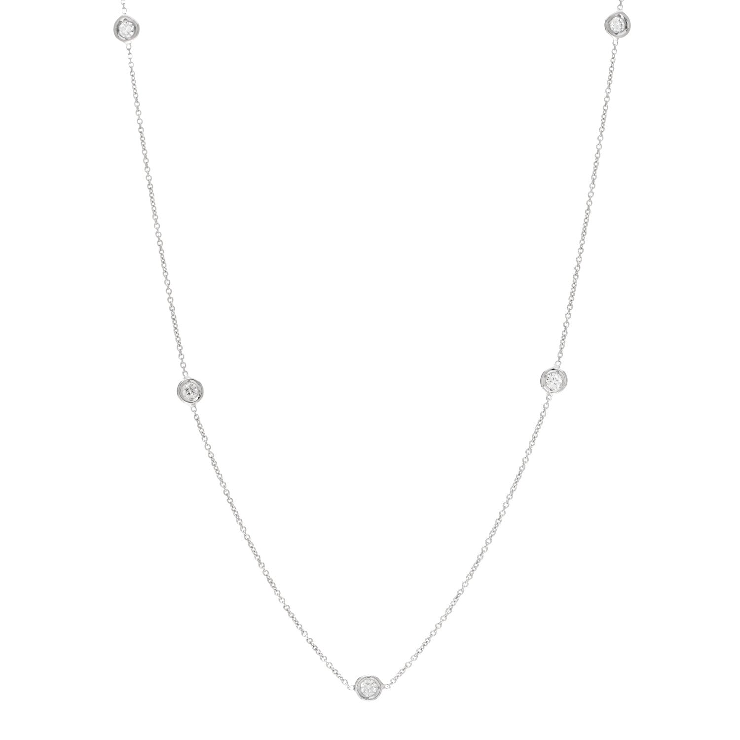 Roberto Coin 18K White Gold Diamond .25ctw Diamonds By The Inch Five Station Necklace 1 of 6
