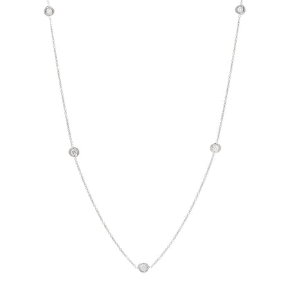 Roberto Coin 18K White Gold Diamond .25ctw Diamonds By The Inch Five Station Necklace 1 of 6