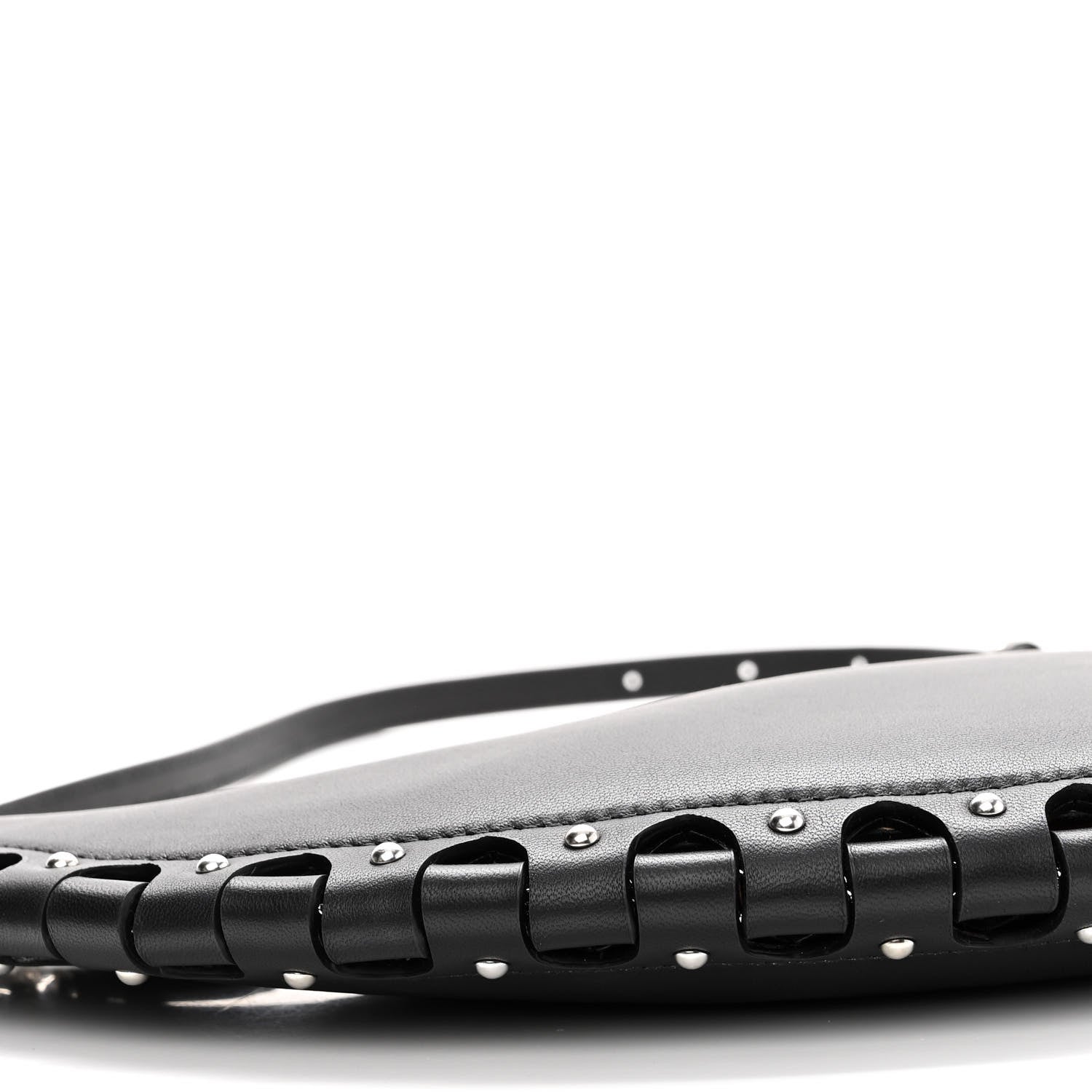 Alaia Calfskin Studded Chain Demi Lune Bag Black 8 of 9