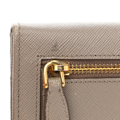 Prada Saffiano Metal Bar Continental Flap Wallet Argila 11 of 14