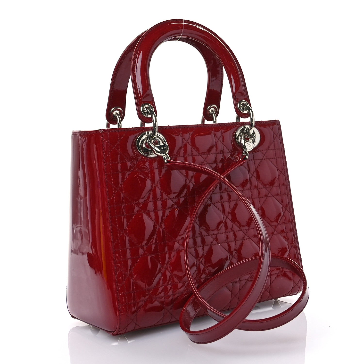 Christian Dior Patent Cannage Medium Lady Dior Burgundy Red 3 of 10
