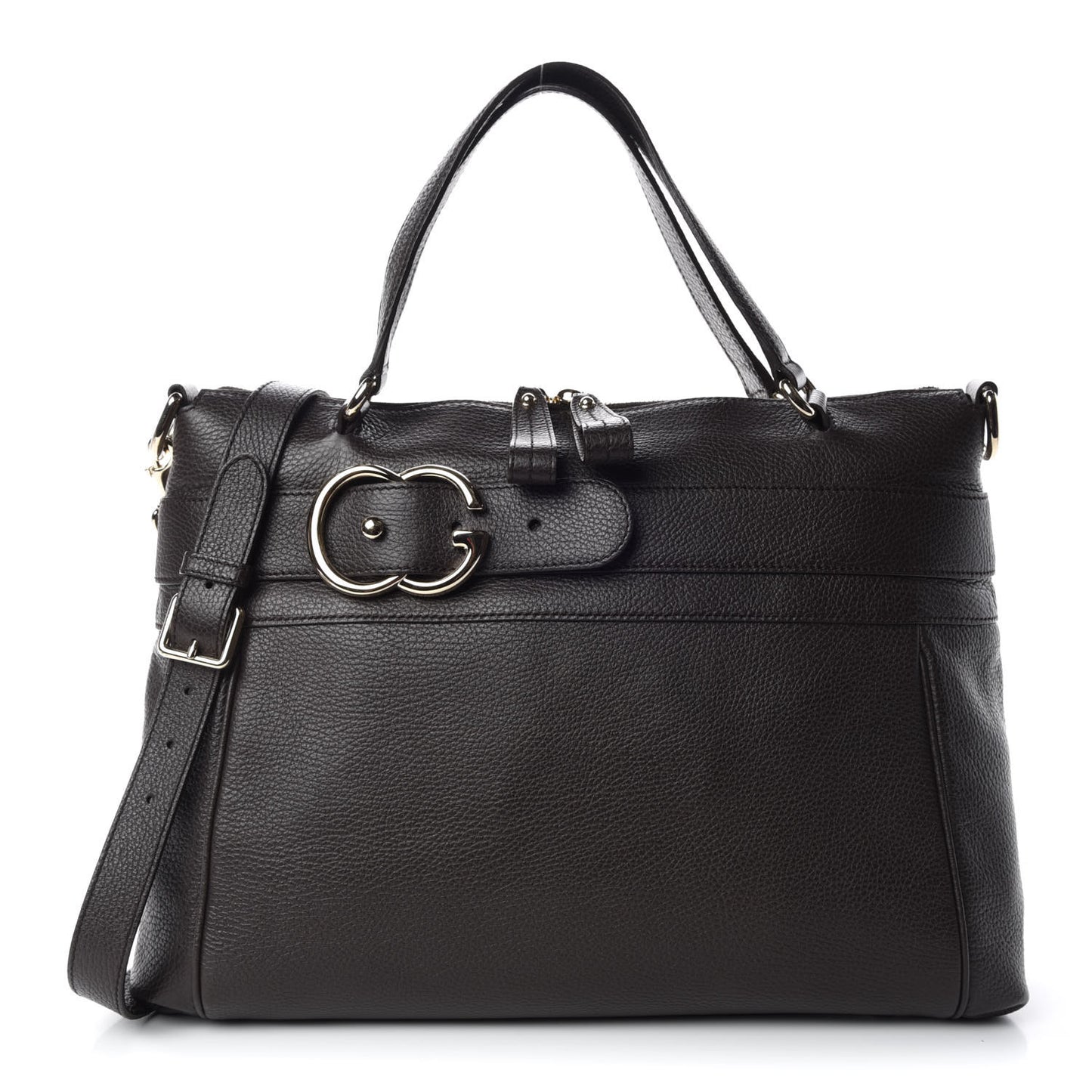 Pebbled Calfskin Broadway Tote Dark Brown