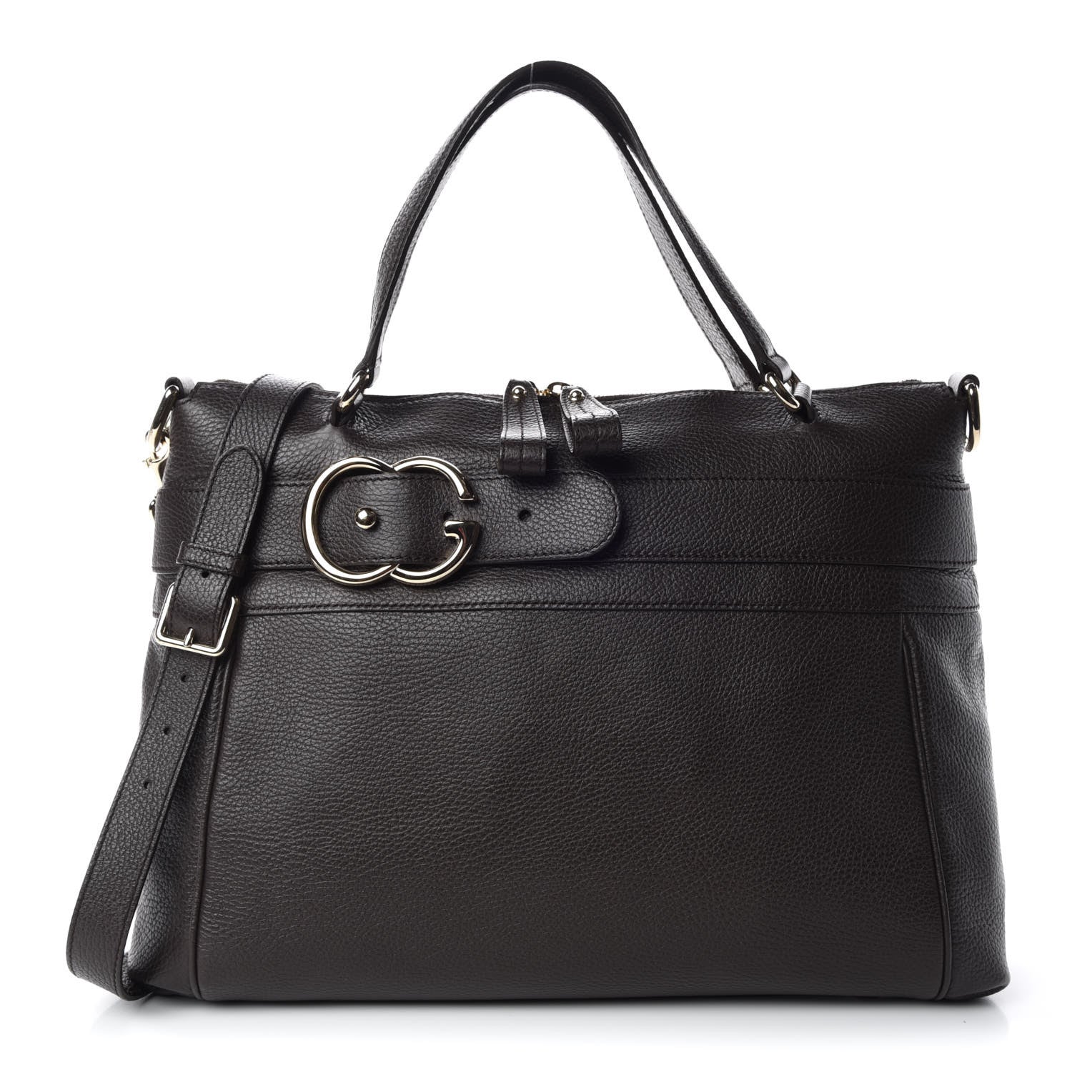 Gucci Pebbled Calfskin Broadway Tote Dark Brown 1 of 10