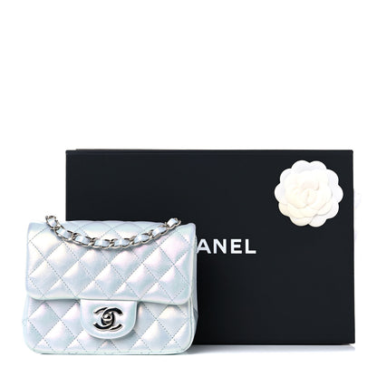 Chanel Iridescent Lambskin Quilted Mini Square Flap Light Blue 10 of 10