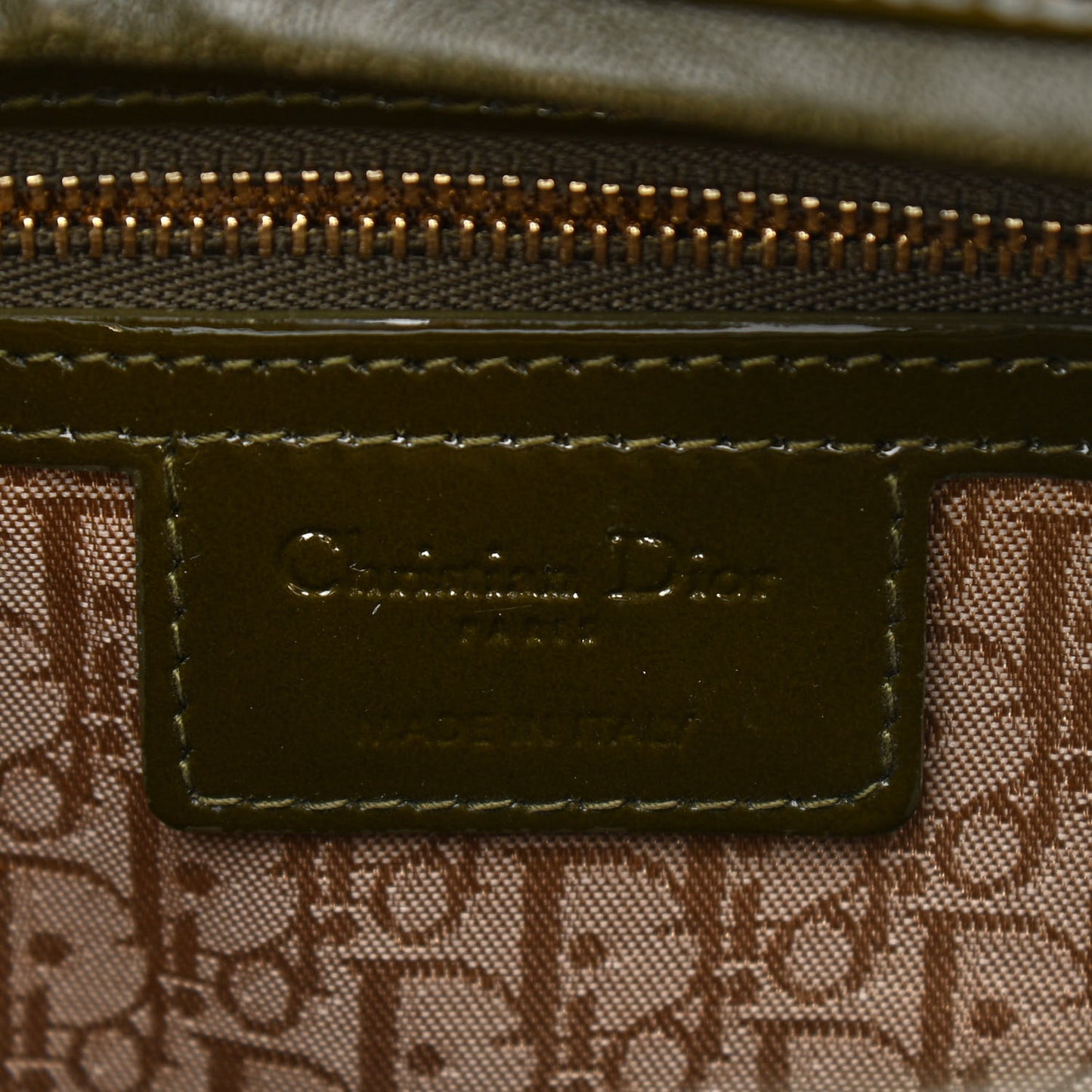 Patent Cannage Large Lady Dior Olive