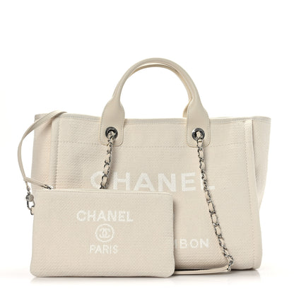 Chanel Mixed Fibers Small Deauville Tote White 1 of 10