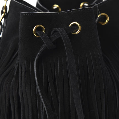 Saint Laurent Suede Calfskin Medium Emmanuelle Fringe Bucket Bag Black 9 of 9