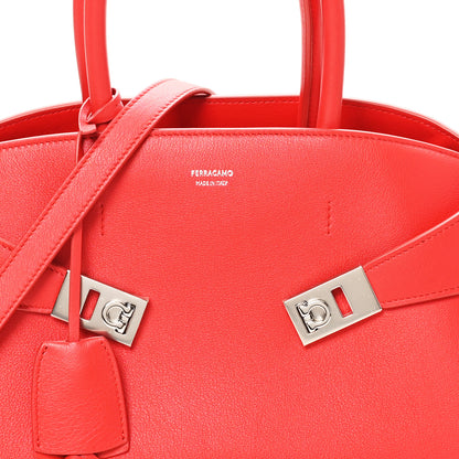 Salvatore Ferragamo Natural Grain Calfskin Medium Hug Bag Flame Red 7 of 9