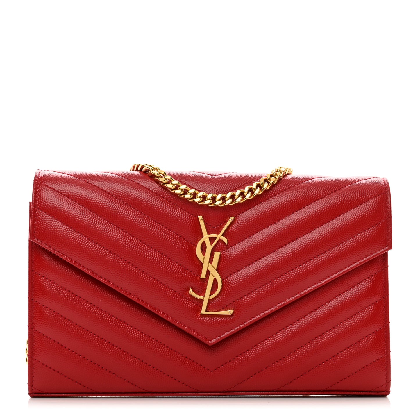 Grain De Poudre Matelasse Chevron Monogram Chain Wallet
