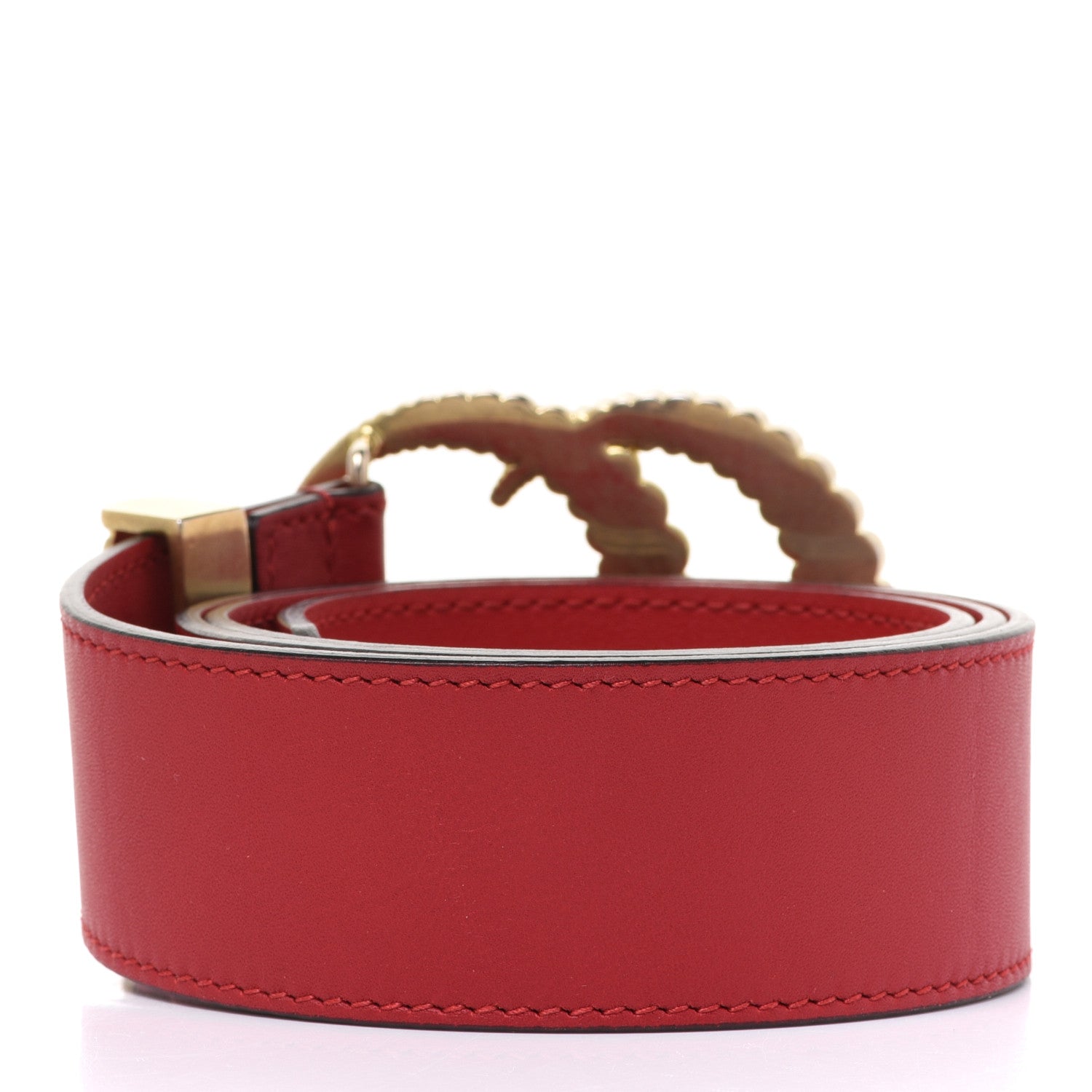 Gucci Moon Calfskin Torchon Double G 40mm Belt 80 32 Hibiscus Red 2 of 5