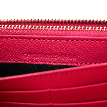 Saint Laurent Grain De Poudre Matelasse Chevron Monogram Flap Wallet Bubblegum 7 of 8