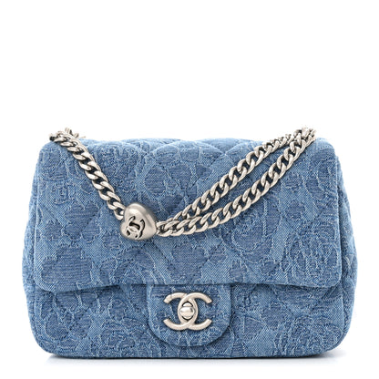 Chanel Denim Quilted Camellia Sweetheart Mini Flap Blue 1 of 11