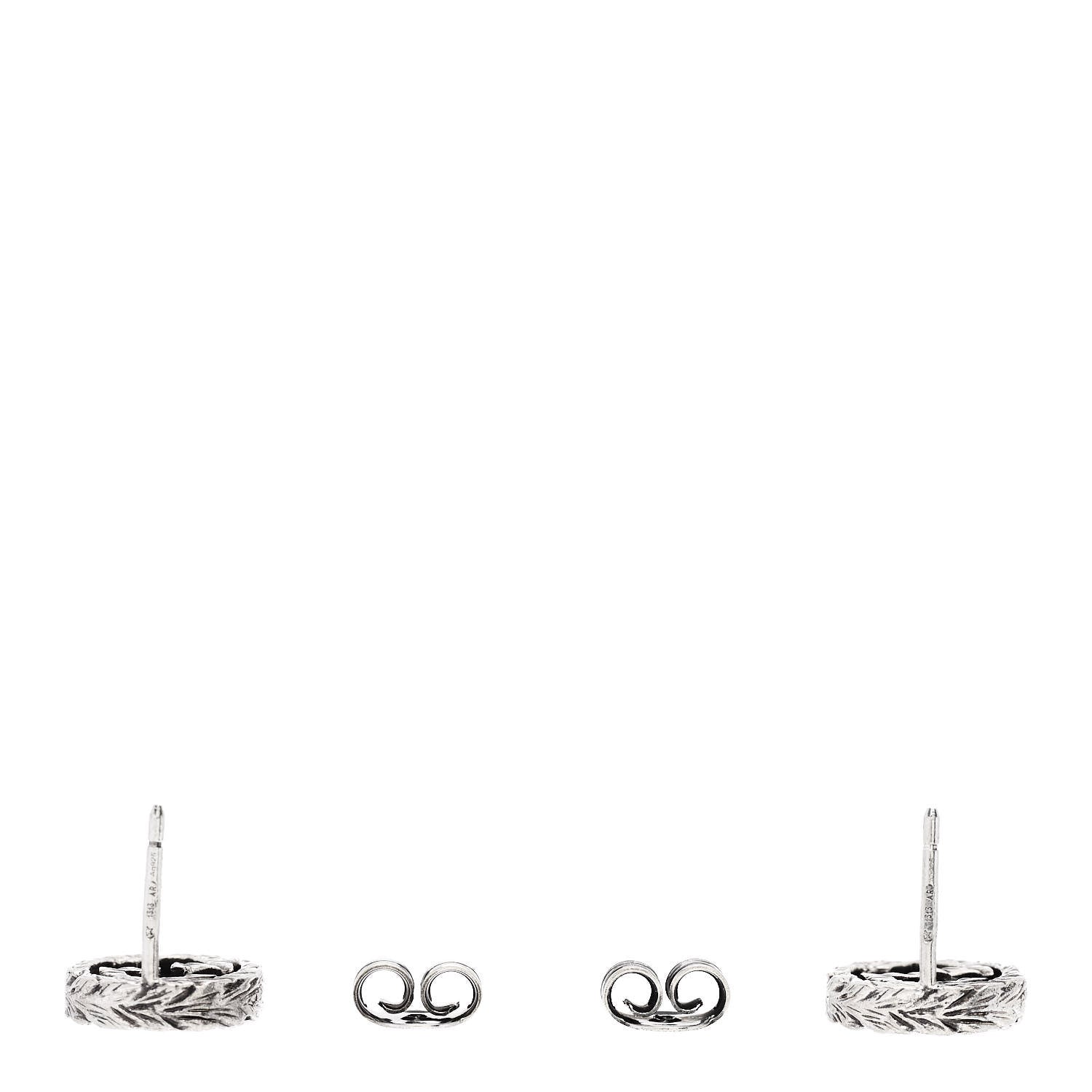 Gucci Sterling Silver Textured Interlocking G Stud Earrings 3 of 4