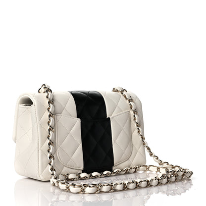 Chanel Lambskin Quilted Mini Rectangular Flap White Black 3 of 10