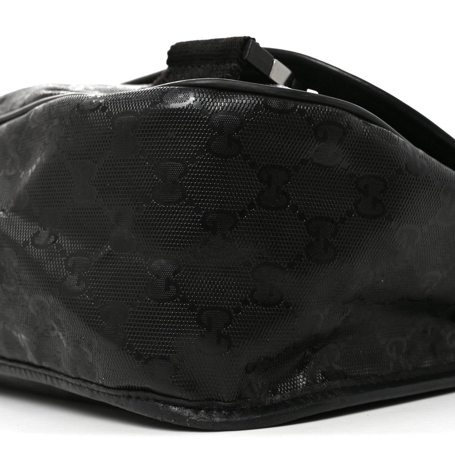 Gucci Imprime Monogram Medium Double Buckle Flap Messenger Bag Black 10 of 10