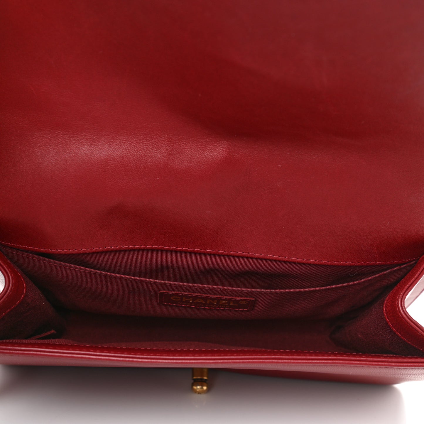 Calfskin Quilted Medium Boy Flap Red