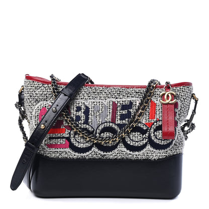 Chanel Tweed Calfskin Quilted Medium Gabrielle Hobo Navy 1 of 6