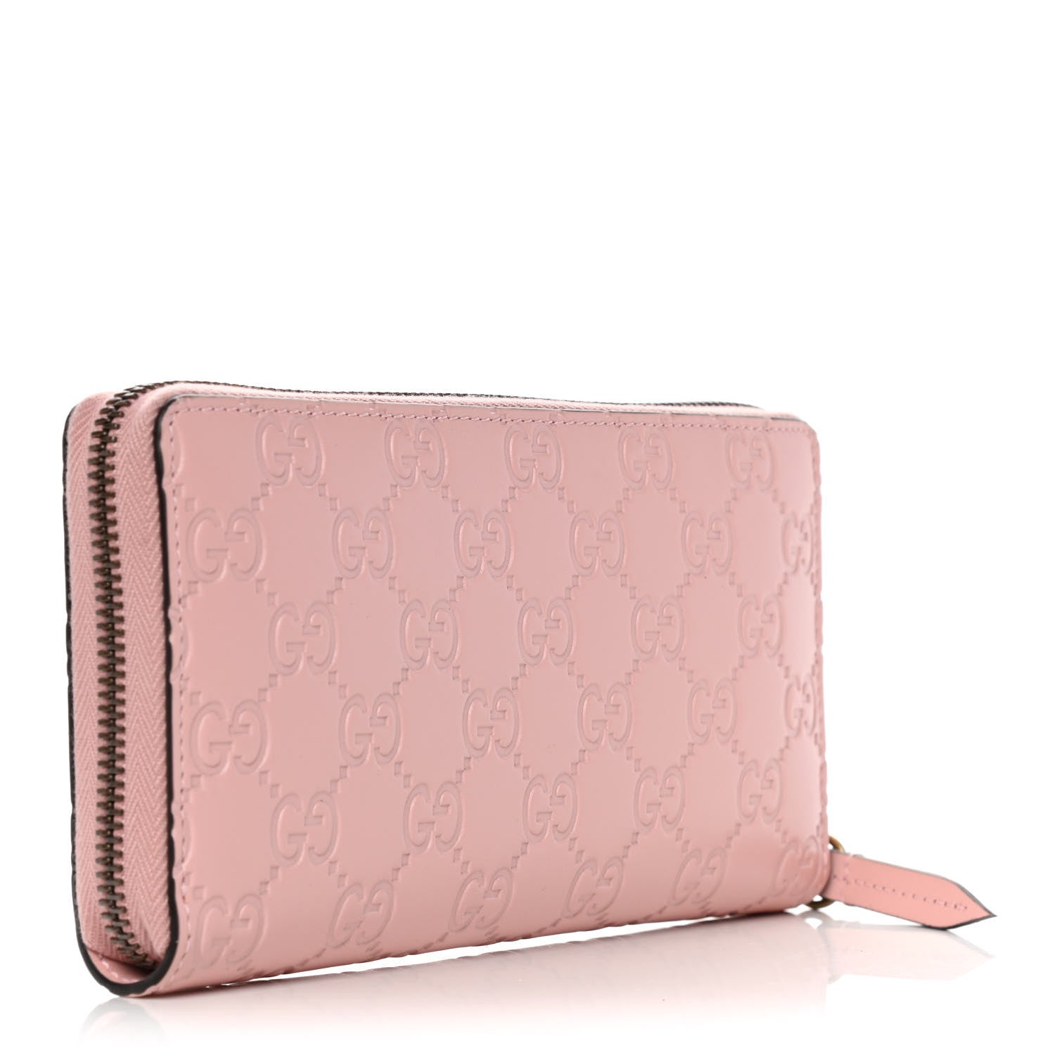 Gucci Guccissima Signature Crystal Cat Zip Around Wallet Light Candy Pink 3 of 10