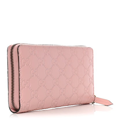 Gucci Guccissima Signature Crystal Cat Zip Around Wallet Light Candy Pink 3 of 10