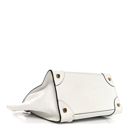 Celine Satin Calfskin Mini Bi-Color Luggage White Black 4 of 10