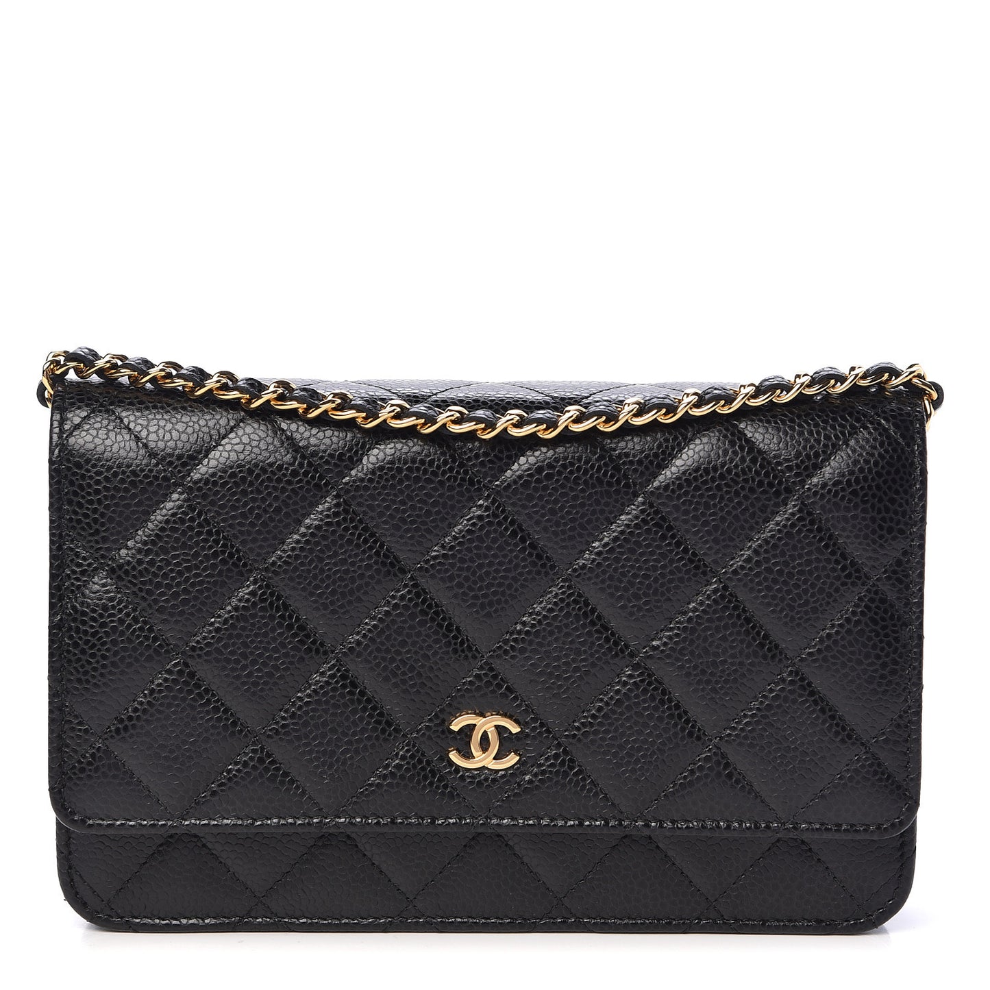 Caviar Quilted Wallet On Chain WOC Black