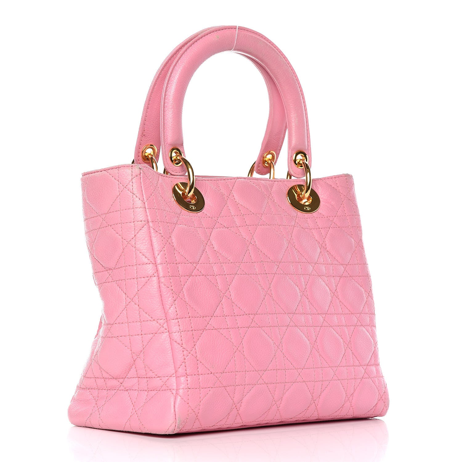 Christian Dior Grained Calfskin Cannage Medium Lady Dior Pink 3 of 29