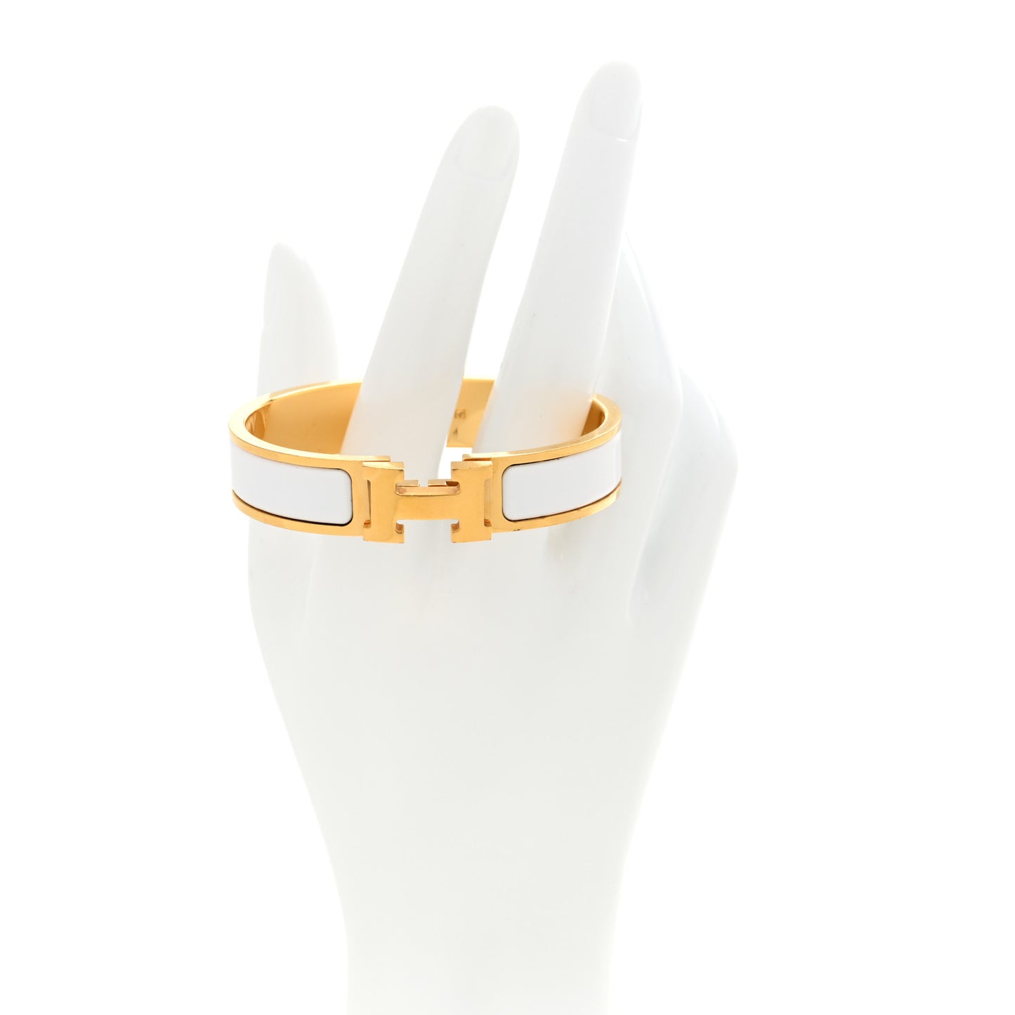 Enamel Narrow Clic Clac H Bracelet PM White