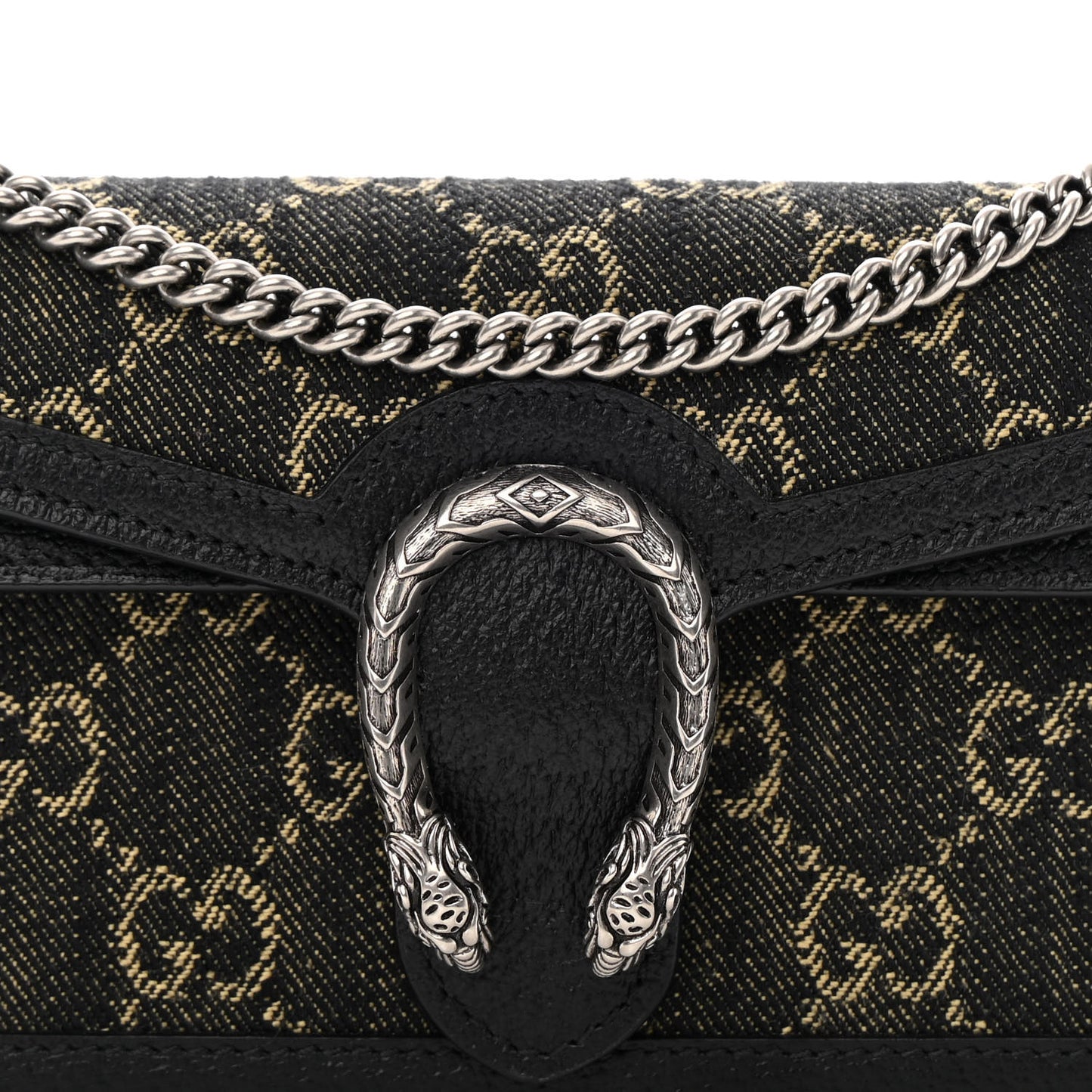 Jacquard Black Denim GG Monogram Super Mini Dionysus Shoulder Bag Black Ivory