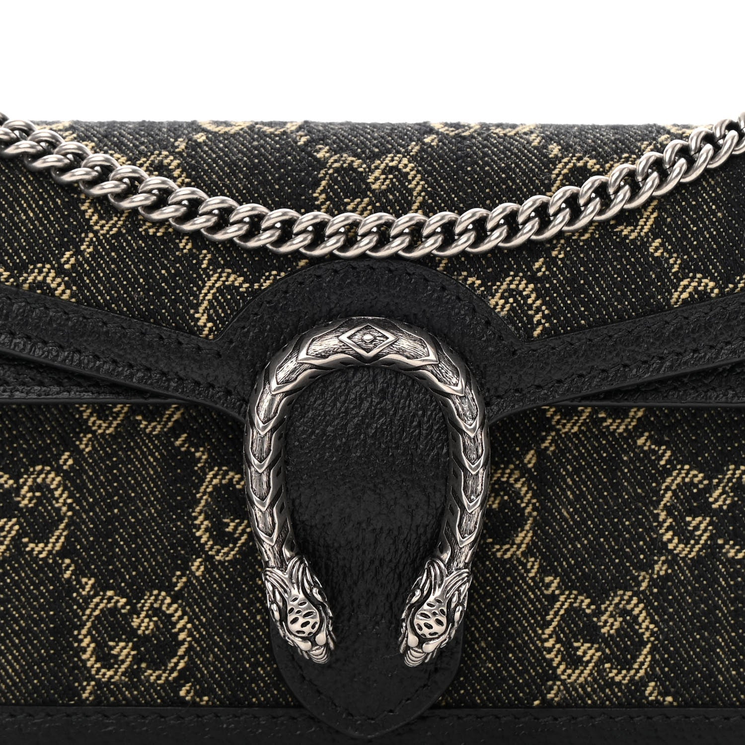 Gucci Jacquard Black Denim GG Monogram Super Mini Dionysus Shoulder Bag Black Ivory 7 of 13