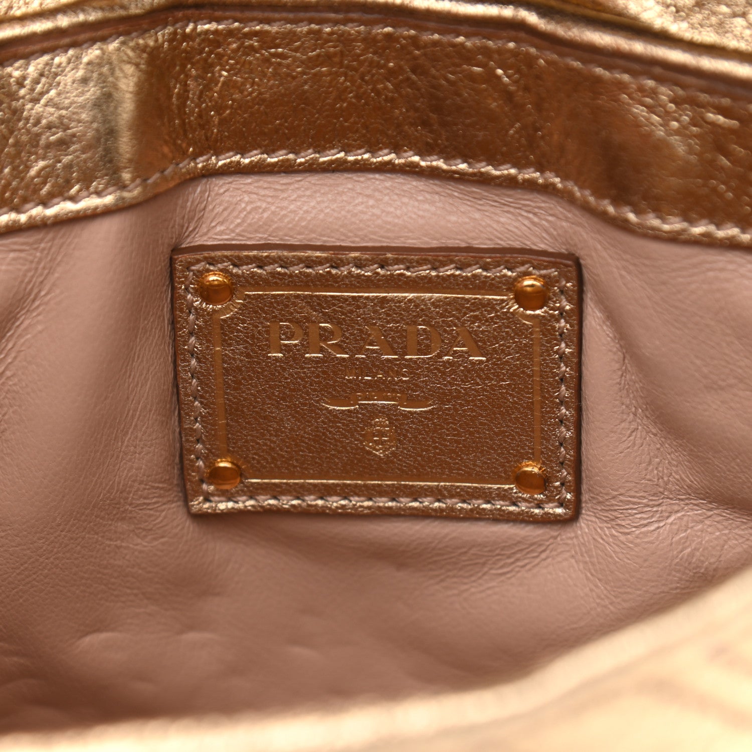 Prada Metallic Nappa Quilted Crossbody Bag Gold 6 of 11