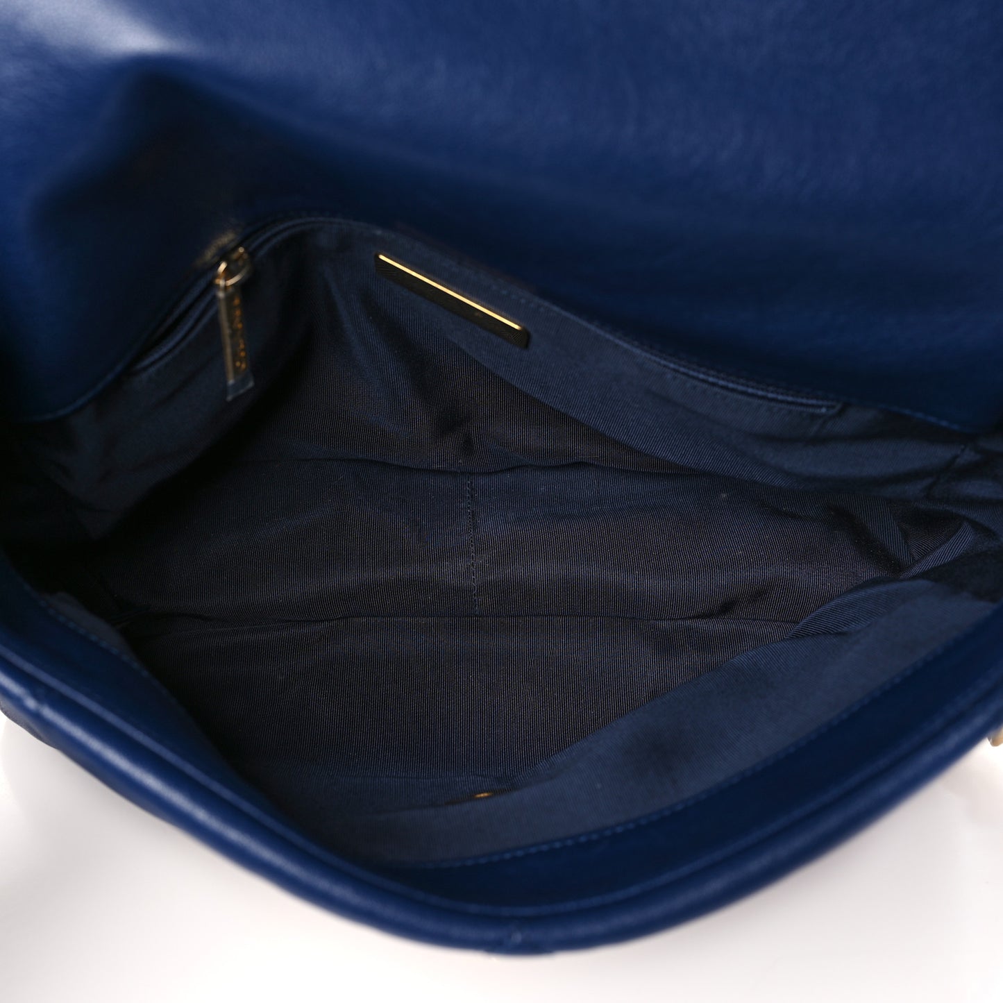 Goatskin Quilted Large Chanel 19 Flap Dark Blue