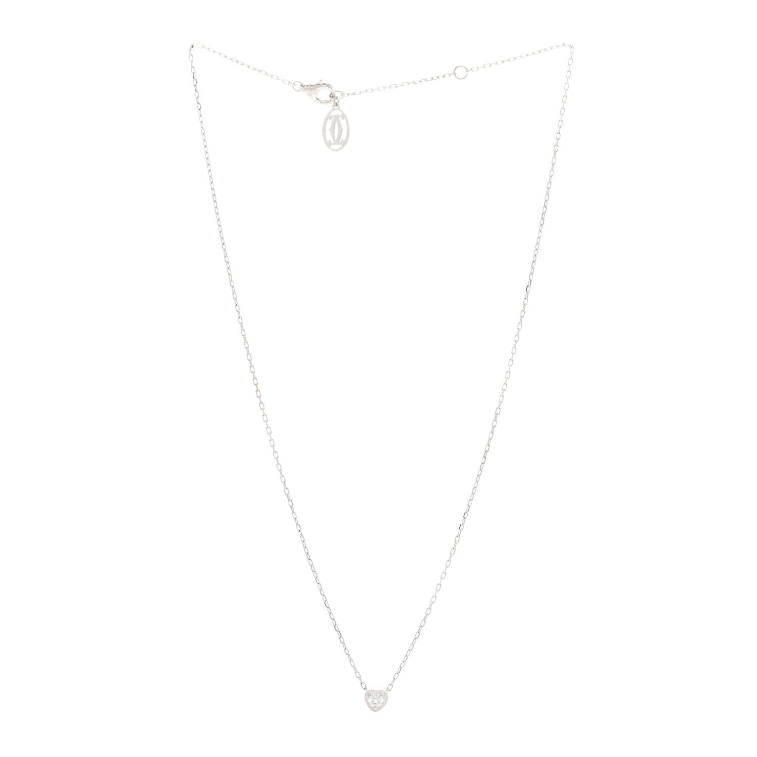 Cartier 18K White Gold Diamond D'Amour Heart Pendant Necklace 3 of 4