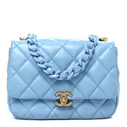 Chanel Lambskin Quilted Small Lacquered Chain Flap Light Blue 1 of 7