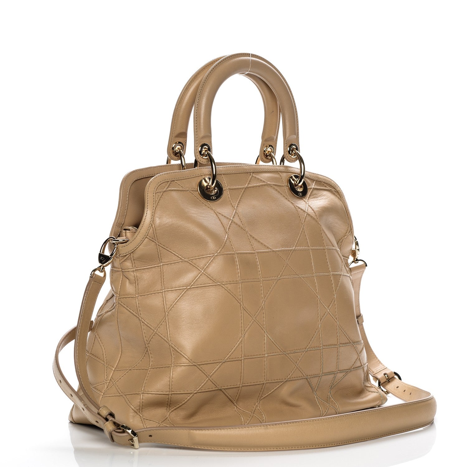 Christian Dior Lambskin Cannage Medium Granville Tote Beige 3 of 10