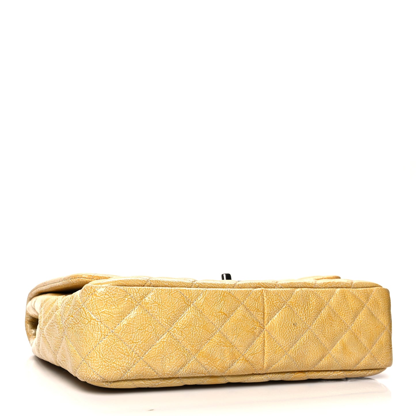 Crinkled Patent Quilted Jumbo Single Flap Light Beige