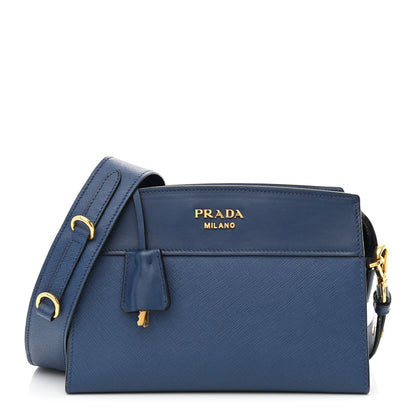 Prada Saffiano City Calfskin Esplanade Crossbody Bag Bleuette 1 of 12
