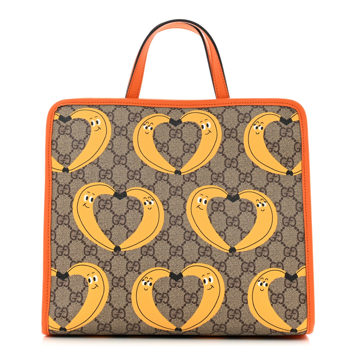 GG Supreme Monogram Banana Childrens Tote Beige Ebony Multicolor Carrot Orange