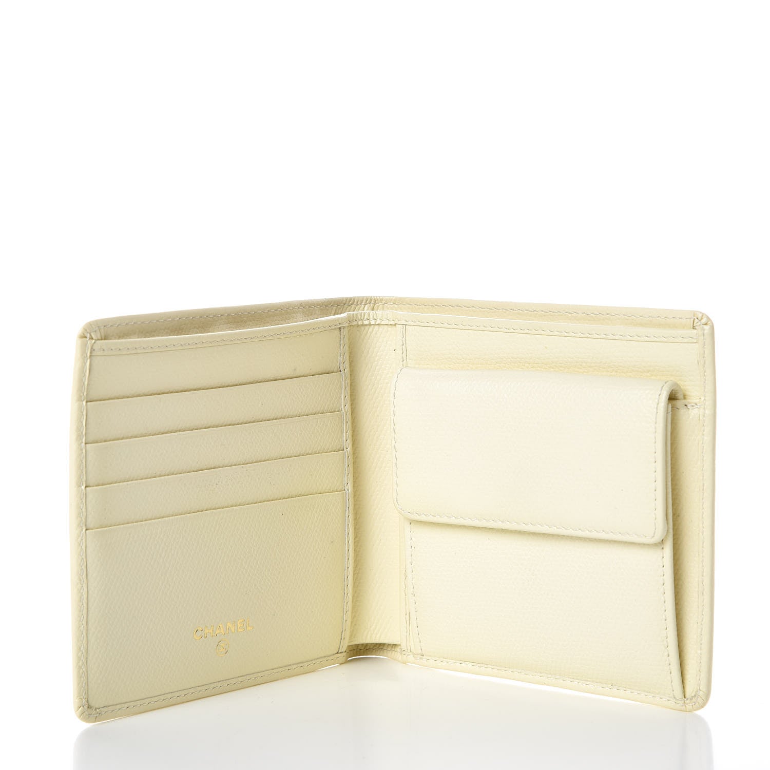 Chanel Grained Calfskin CC Button Bi-Fold Wallet Ivory 5 of 8