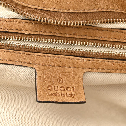 Gucci Ostrich Medium Bamboo Buckle Tote Tan 7 of 11