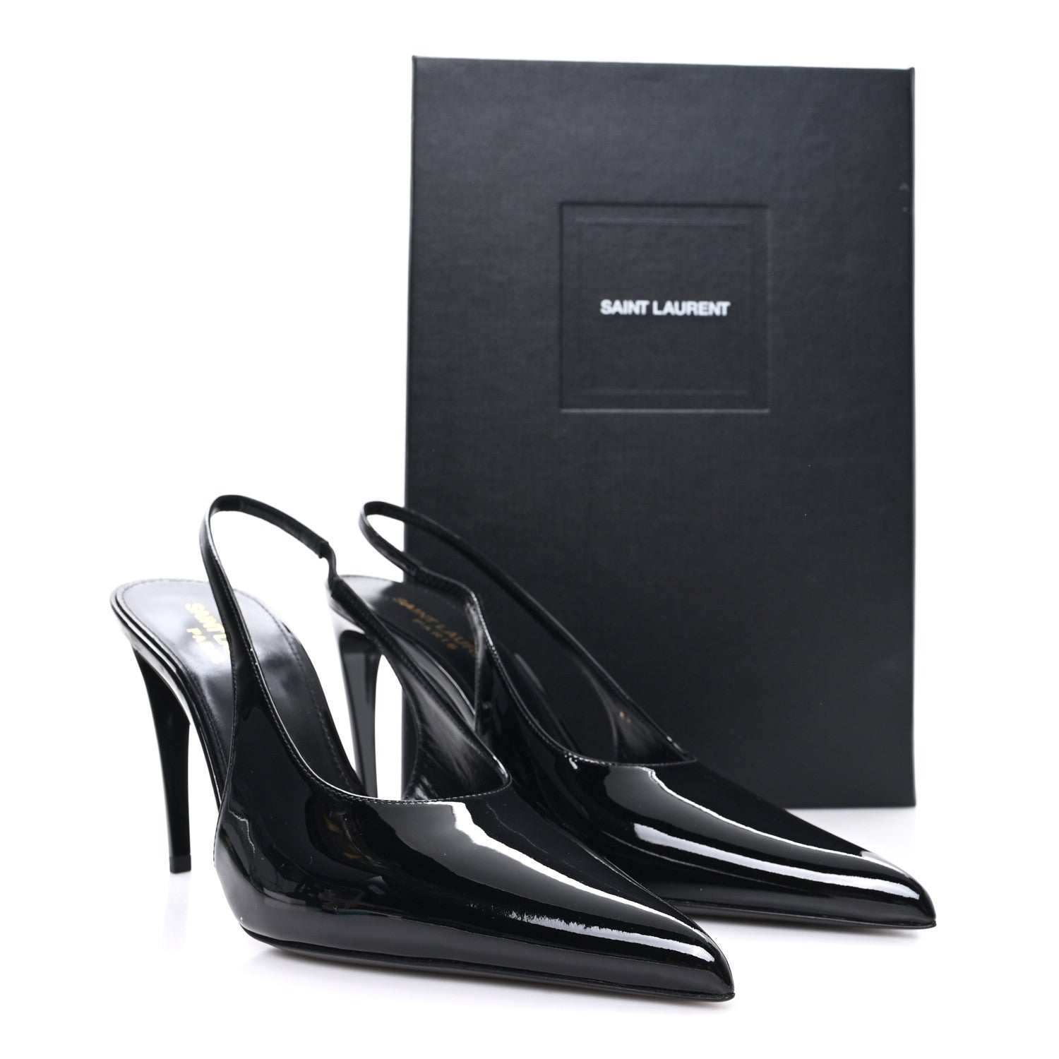 Saint Laurent Vernice Grupy Kendall 90mm Slingback Pumps 37 Black 10 of 10