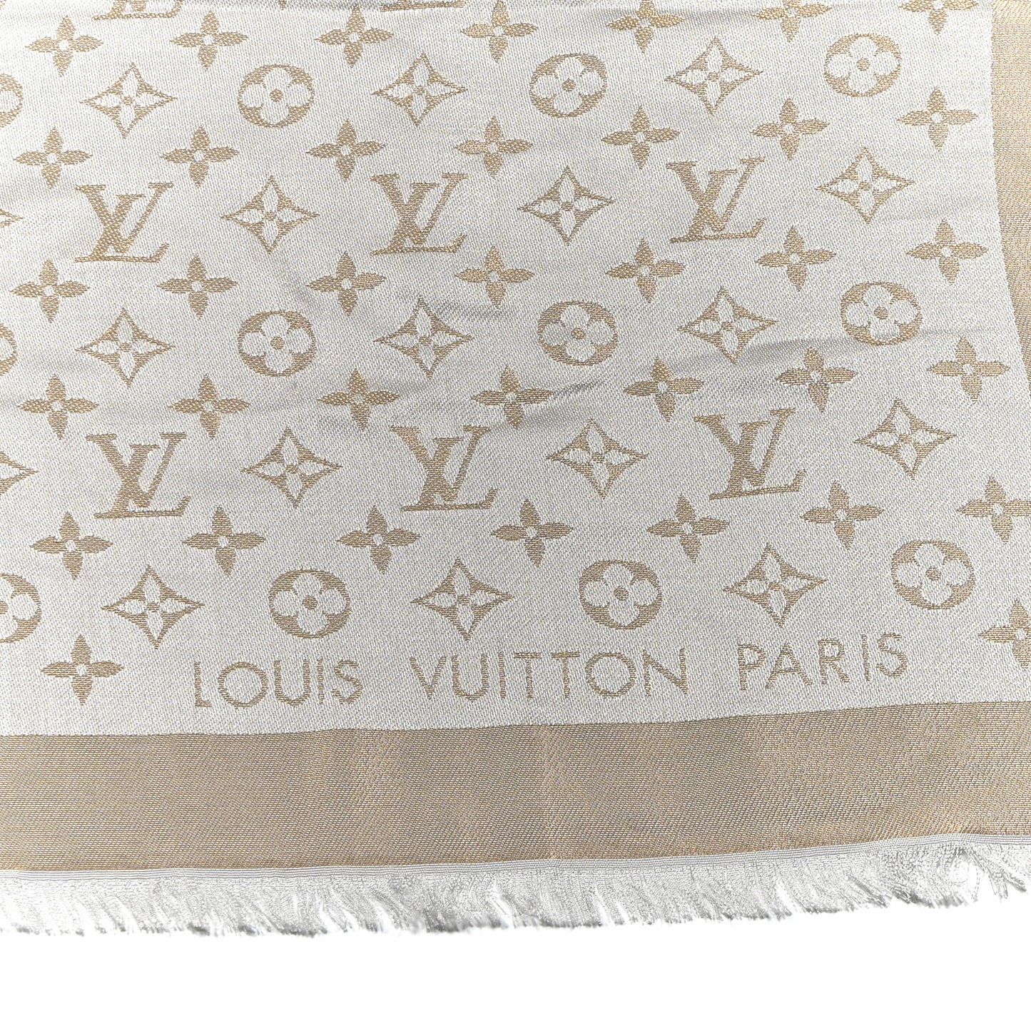 Silk Lurex Wool Monogram Shine Shawl Greige