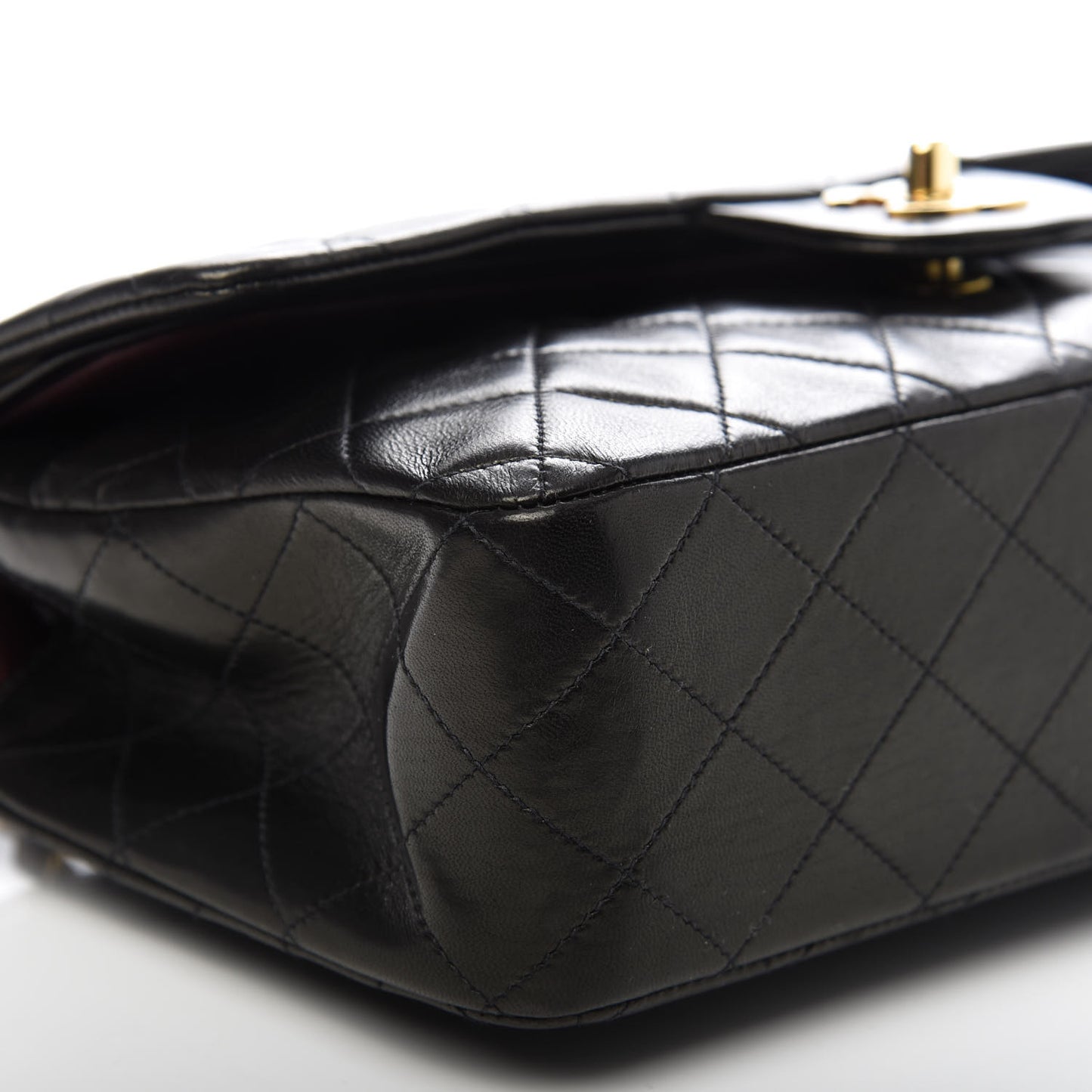 Lambskin Quilted Medium Double Flap Black