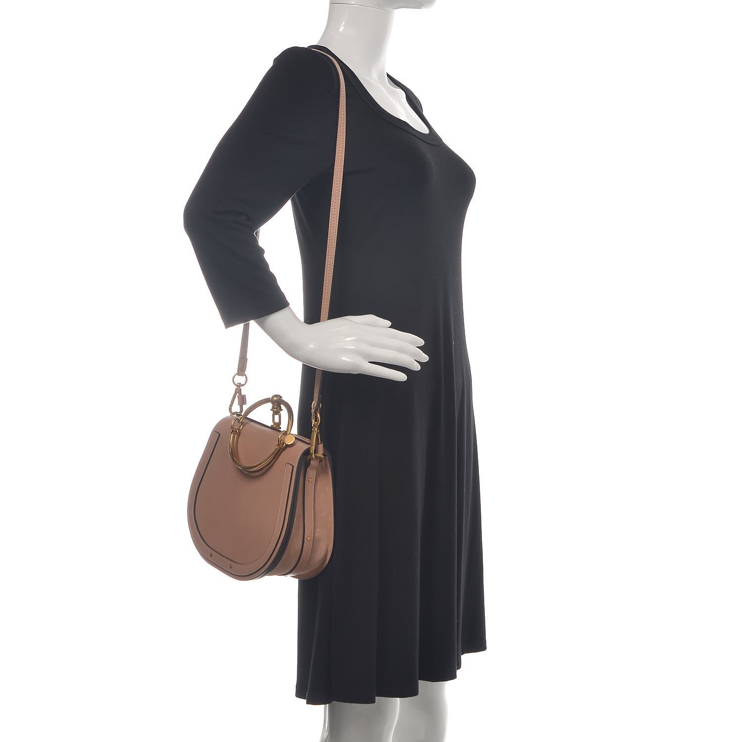 Chloe Calfskin Suede Medium Nile Bracelet Bag Biscotti Beige 2 of 12