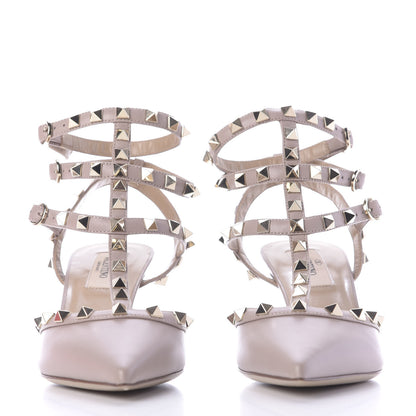 Valentino Garavani Nappa Rockstud Ankle Strap Low Heel Pumps 37 Poudre 2 of 12