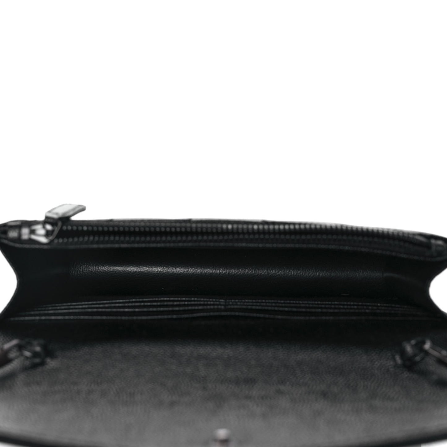 Grain De Poudre Matelasse Chevron Monogram Monochrome Envelope Chain Wallet Black