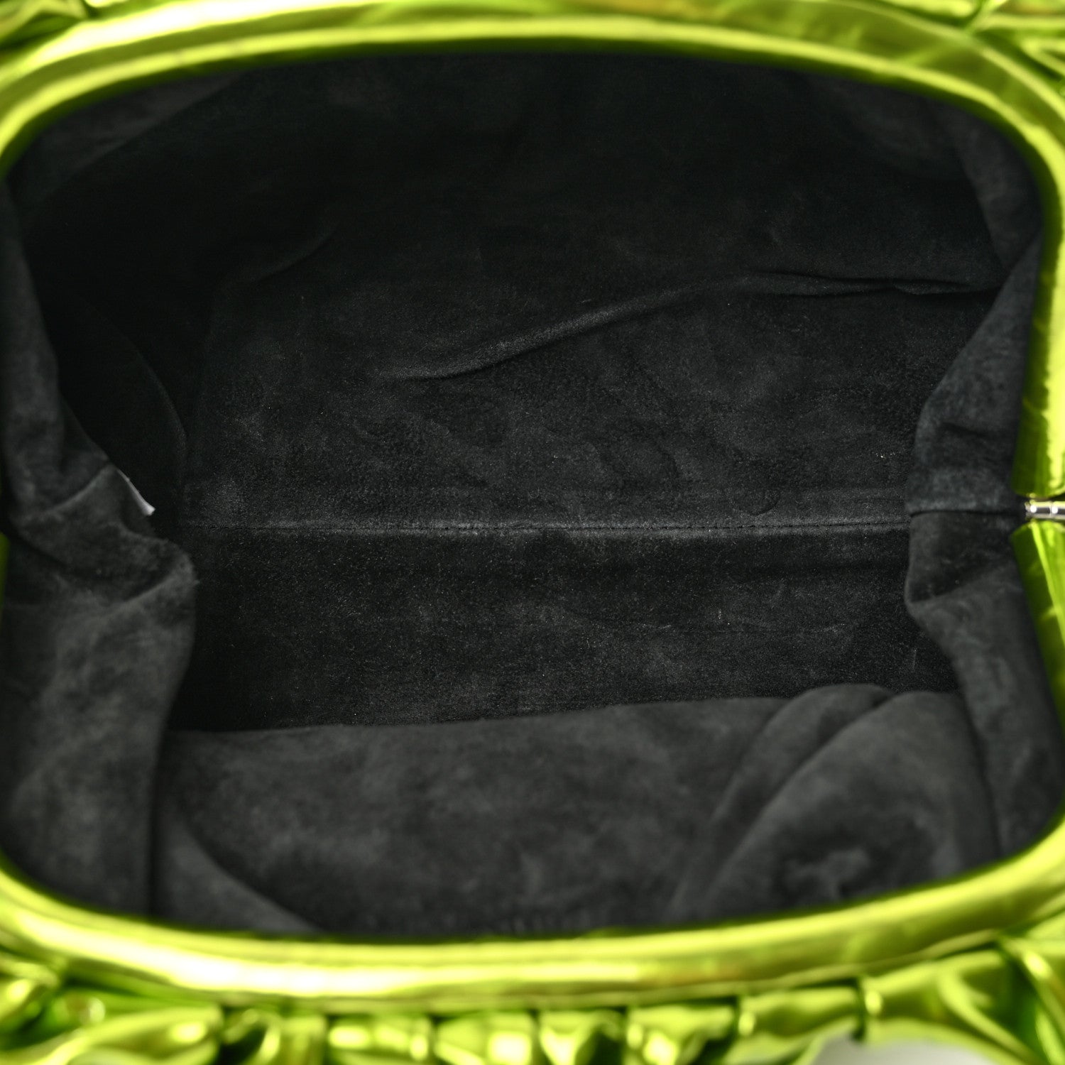 Bottega Veneta Metallic Crushed Calfskin Teen Pouch Chlorophyll 5 of 7