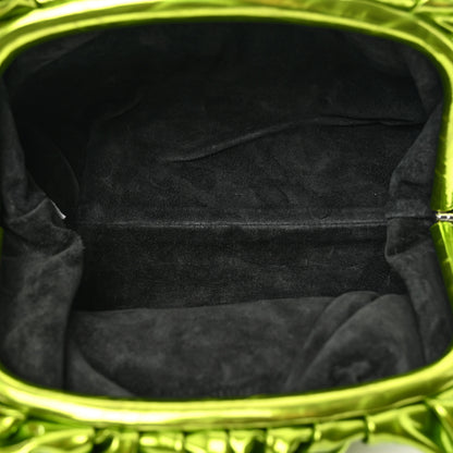 Bottega Veneta Metallic Crushed Calfskin Teen Pouch Chlorophyll 5 of 7
